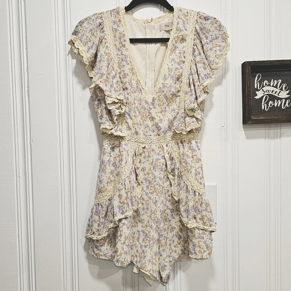 Floral Lace-Trimmed Jumpsuit - Picture 1 of 16